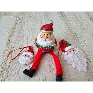 Santa mini shelf sitter ornament vintage set Xmas tree small Santa‎ sitting
